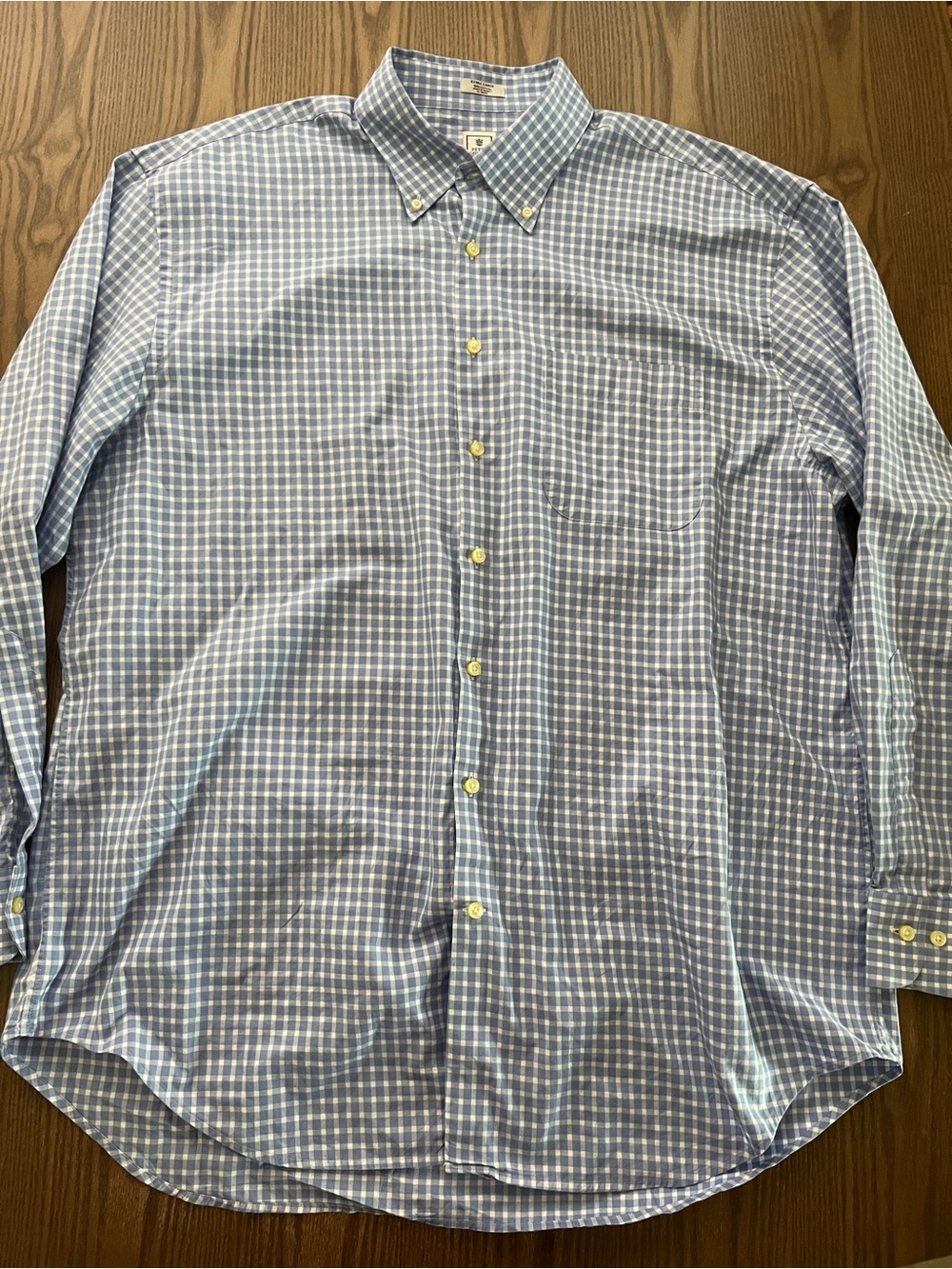 Peter Millar Light Blue Checked Button-Down Long Sleeve Shirt size XL